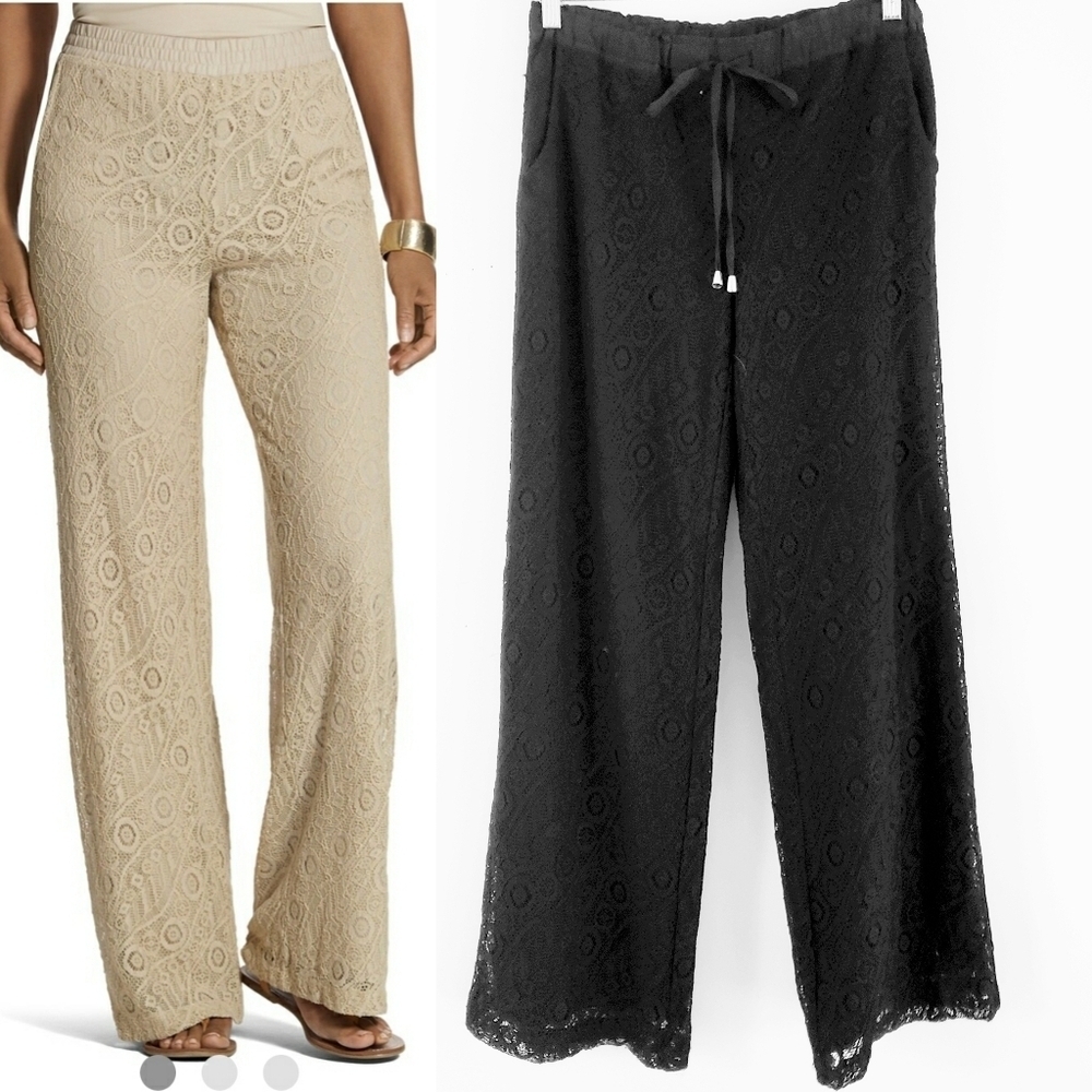 Black Lable by Chico's Black Lace Palazzo Pants Chico's Size 0 Conventional S 4